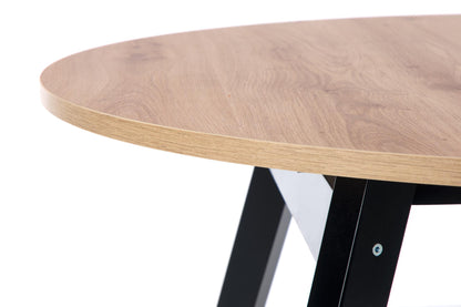 Kitchen Table Ruben | size: Length: 102cm, Width: 142cm, Height: 73cm, Diameter: 102cm | color: Black/Oak | image: 6 | variant: 1006396