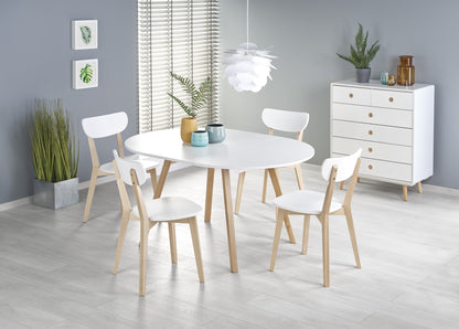Kitchen Table Ruben | size: Length: 102cm, Width: 142cm, Height: 73cm, Diameter: 102cm | color: White/Oak | image: 3 | variant: 1006395