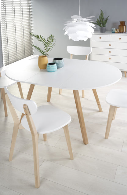 Kitchen Table Ruben | size: Length: 102cm, Width: 142cm, Height: 73cm, Diameter: 102cm | color: White/Oak | image: 4 | variant: 1006395