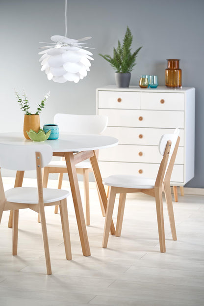 Kitchen Table Ruben | size: Length: 102cm, Width: 142cm, Height: 73cm, Diameter: 102cm | color: White/Oak | image: 5 | variant: 1006395