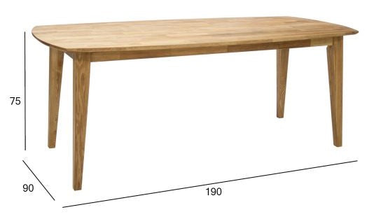 Kitchen Table Sandnes | size: Length: 90cm, Width: 190cm, Height: 75cm | color: Oak | image: 2 | variant: 1005084