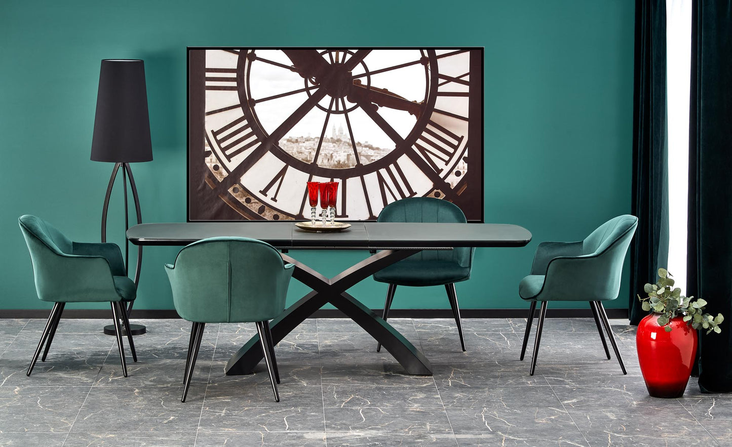 Kitchen Table Silvestro | size: Length: 89cm, Width: 220cm, Height: 75cm | color: Black/Grey | image: 5 | variant: 1012582