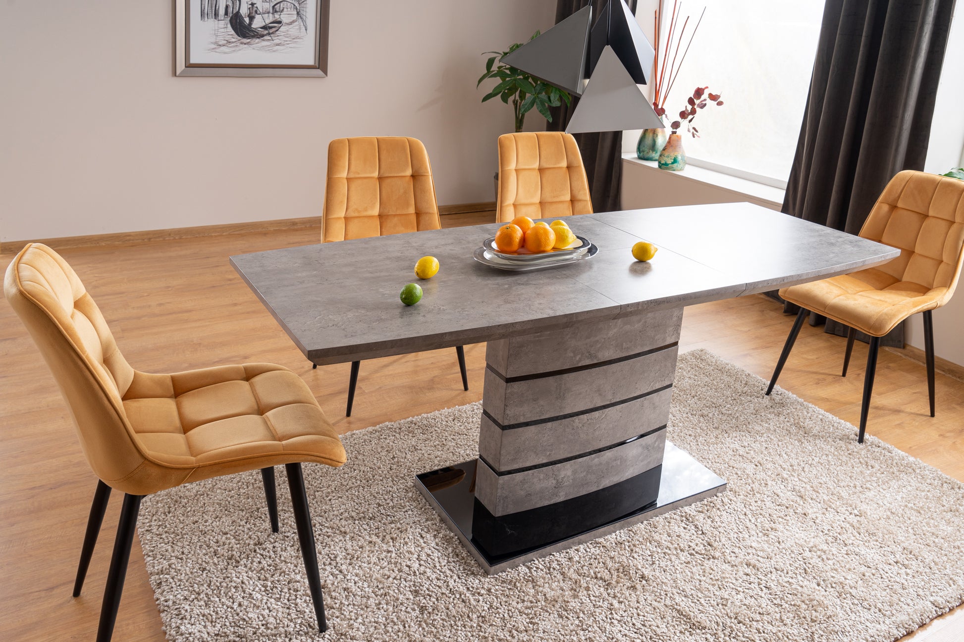 Kitchen Table Southend | size: Length: 80cm, Width: 180cm, Height: 76cm | color: Black/Grey | image: 5 | variant: 1004345