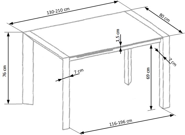 Kitchen Table Stanford | size: Length: 80cm, Width: 210cm, Height: 76cm | color: White | image: 10 | variant: 1011286