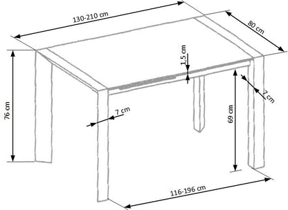 Kitchen Table Stanford | size: Length: 80cm, Width: 210cm, Height: 76cm | color: White | image: 10 | variant: 1011286