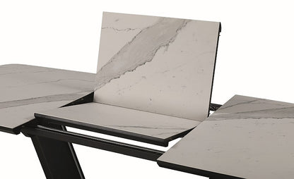 Kitchen Table Swindon | size: Length: 90cm, Width: 220cm, Height: 76cm | color: White/Marble/Black | image: 3 | variant: 1004354