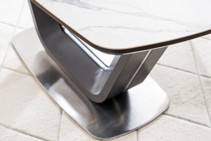 Kitchen Table Swindon | size: Length: 90cm, Width: 220cm, Height: 76cm | color: White/Marble/Black | image: 7 | variant: 1004354