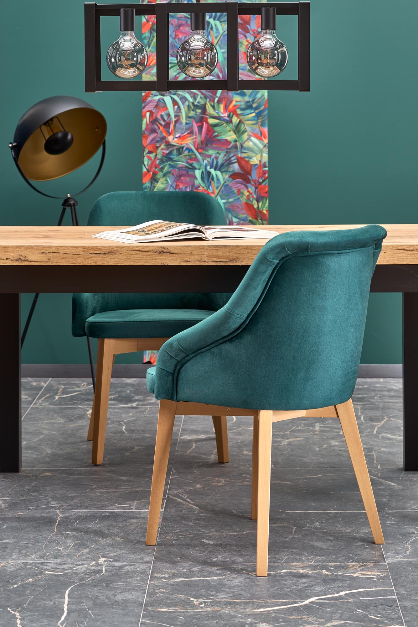 Kitchen Table Tiago | size: Length: 80cm, Width: 220cm, Height: 76cm | color: Black/Oak | image: 6 | variant: 1006413