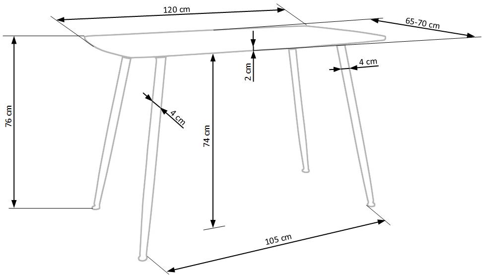 Kitchen Table Tripolis | size: Length: 70cm, Width: 120cm, Height: 76cm | color: Black/Oak | image: 9 | variant: 1011203