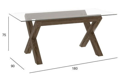 Kitchen Table Turin 4 | size: Length: 90cm, Width: 180cm, Height: 75cm | color: Transparent/Oak | image: 3 | variant: 1011317
