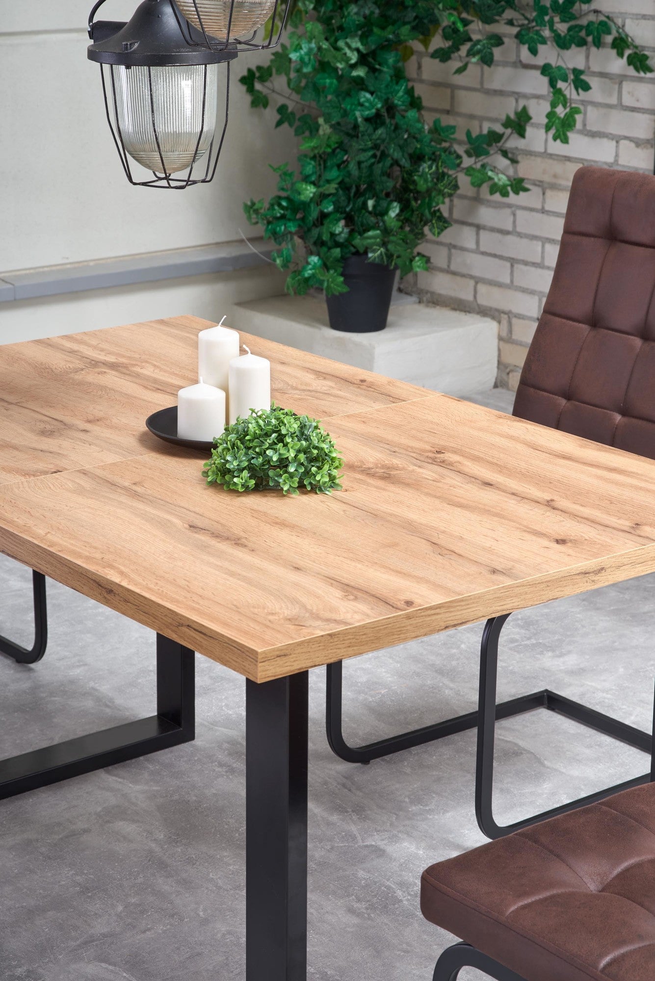 Kitchen Table Venom | size: Length: 85cm, Width: 185cm, Height: 74cm | color: Black/Oak | image: 5 | variant: 1011251