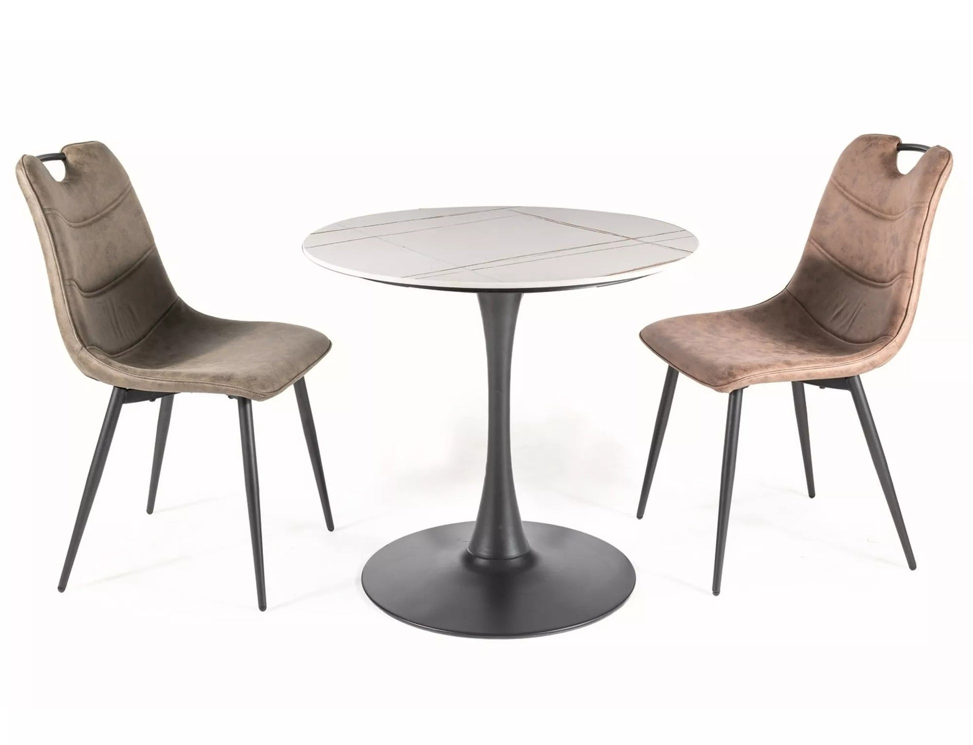 Kitchen Table Walsall | size: Length: 80cm, Width: 80cm, Height: 75cm, Diameter: 80cm | color: White/Black | image: 2 | variant: 1004365