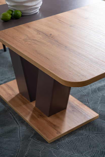 Kitchen Table West Austin | size: Length: 80cm, Width: 176cm, Height: 76cm | color: Brown/Oak | image: 4 | variant: 1007923