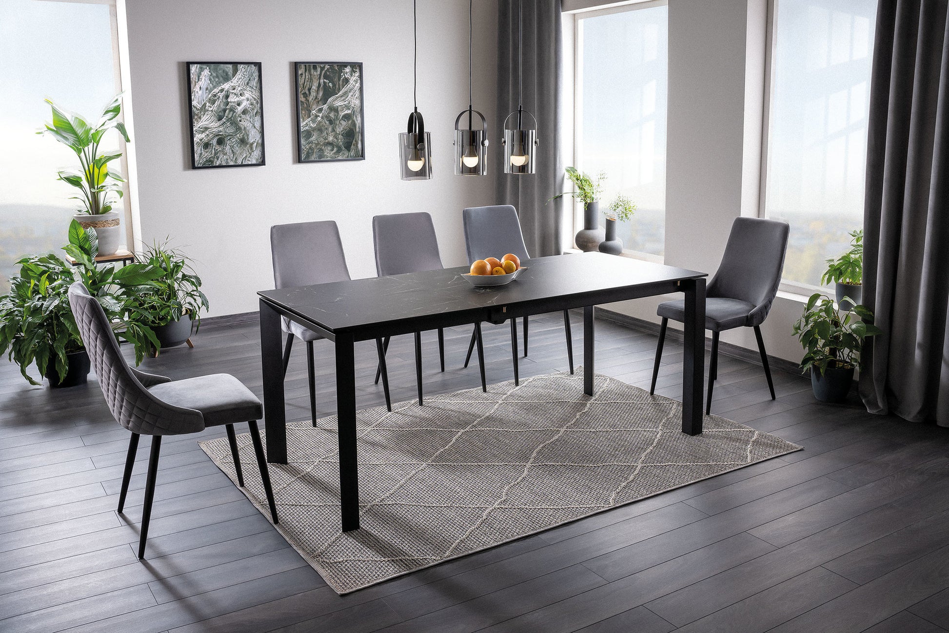 Kitchen Table West Avellino | size: Length: 80cm, Width: 180cm, Height: 76cm | color: White/Black | image: 6 | variant: 1007901