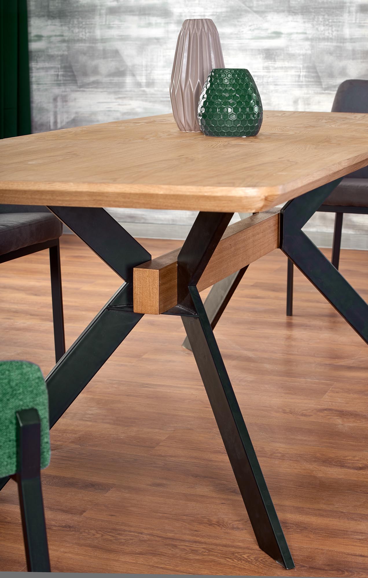 Kitchen Table West Bridlington | size: Length: 90cm, Width: 220cm, Height: 76cm | color: Black/Oak | image: 5 | variant: 1007117