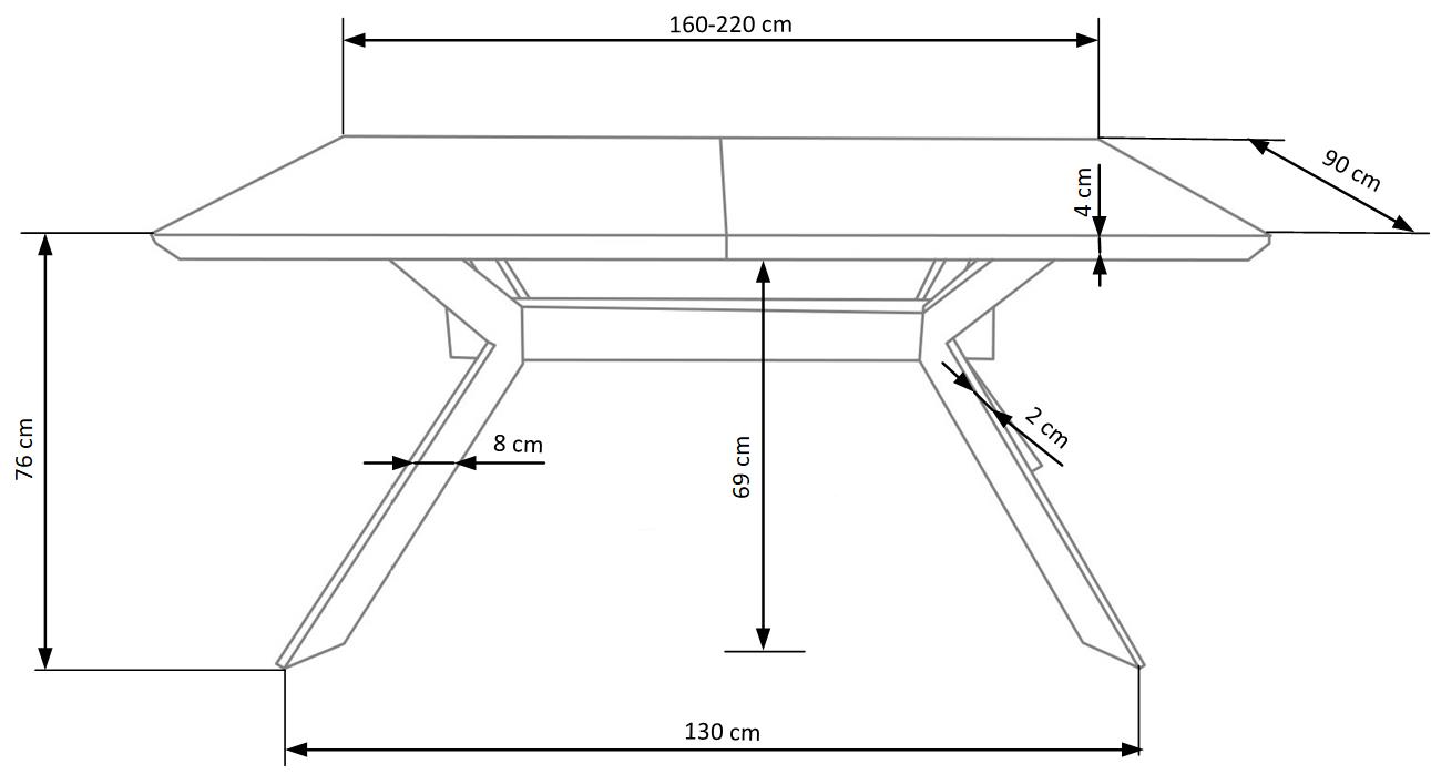 Kitchen Table West Bridlington | size: Length: 90cm, Width: 220cm, Height: 76cm | color: Black/Oak | image: 9 | variant: 1007117