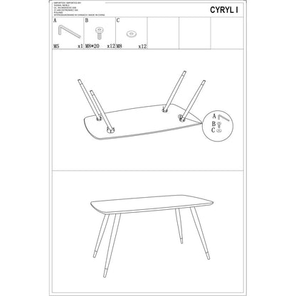 Kitchen Table West Brindisi | size: Length: 80cm, Width: 140cm, Height: 76cm | color: Black | image: 7 | variant: 1007816