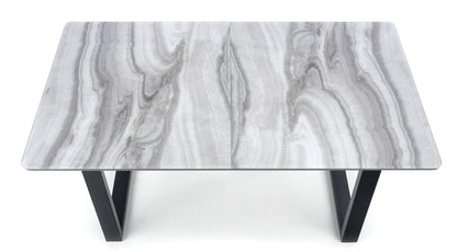 Kitchen Table West Bromley | size: Length: 90cm, Width: 200cm, Height: 76cm | color: Marble/Black/Grey | image: 7 | variant: 1007266