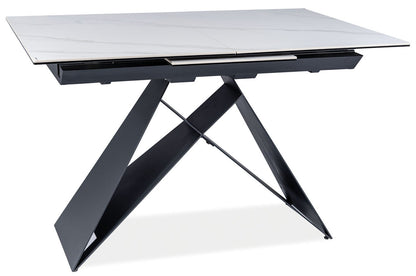 Kitchen Table West Caserta | size: Length: 80cm, Width: 160cm, Height: 76cm | color: White/Marble/Black | image: 2 | variant: 1007906