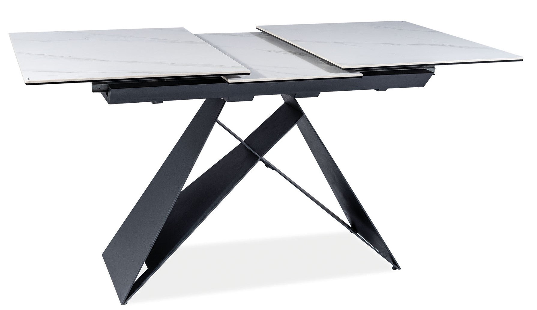 Kitchen Table West Caserta | size: Length: 80cm, Width: 160cm, Height: 76cm | color: White/Marble/Black | image: 3 | variant: 1007906