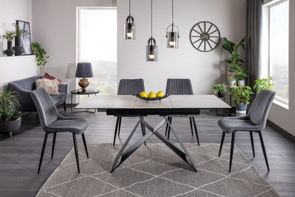 Kitchen Table West Caserta | size: Length: 80cm, Width: 160cm, Height: 76cm | color: White/Marble/Black | image: 4 | variant: 1007906
