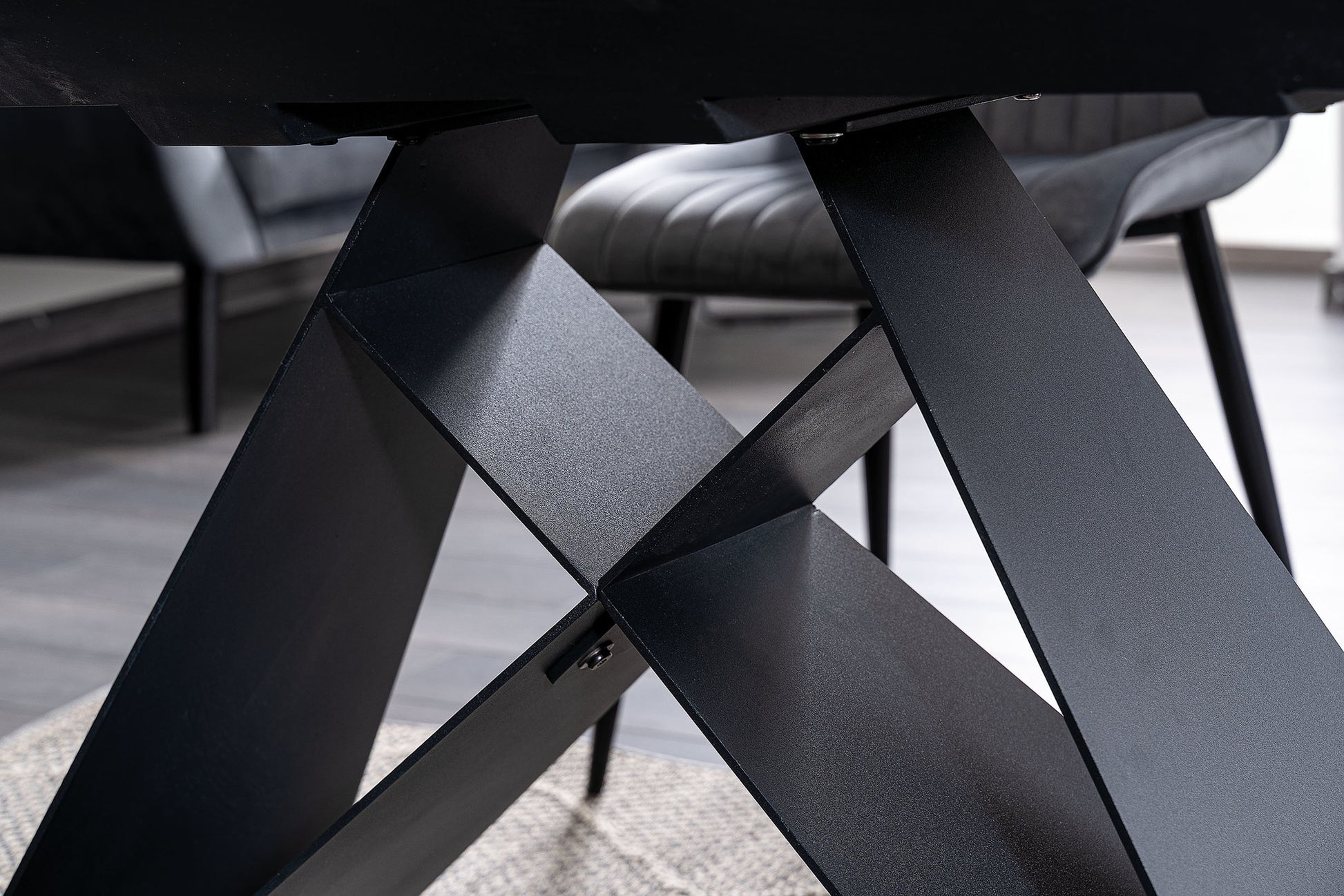 Kitchen Table West Caserta | size: Length: 80cm, Width: 160cm, Height: 76cm | color: White/Marble/Black | image: 6 | variant: 1007906