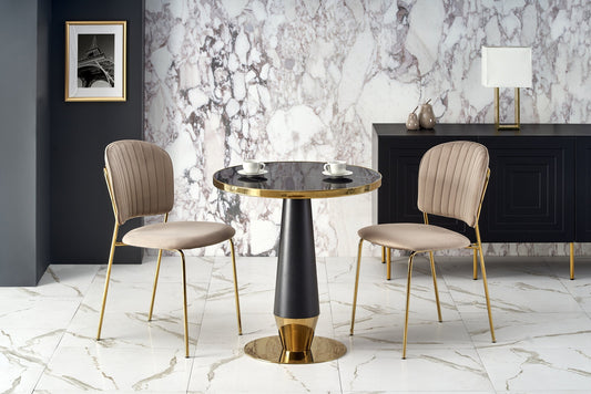 Kitchen Table West Chepstow | size: Length: 59cm, Width: 59cm, Height: 74cm, Diameter: 59cm | color: Marble/Black/Gold | image: 1 | variant: 1007407