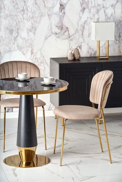 Kitchen Table West Chepstow | size: Length: 59cm, Width: 59cm, Height: 74cm, Diameter: 59cm | color: Marble/Black/Gold | image: 3 | variant: 1007407