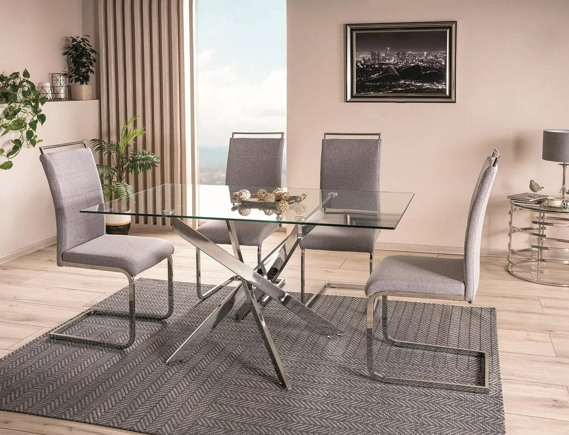Kitchen Table West Cleveland | size: Length: 80cm, Width: 140cm, Height: 75cm | color: Transparent | image: 2 | variant: 1007949