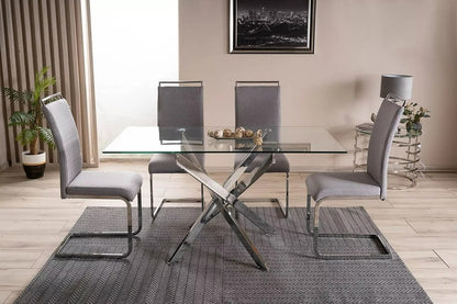 Kitchen Table West Cleveland | size: Length: 80cm, Width: 140cm, Height: 75cm | color: Transparent | image: 3 | variant: 1007949