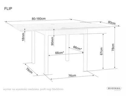 Kitchen Table West Detroit | size: Length: 80cm, Width: 160cm, Height: 78cm, Diameter: 80cm | color: Oak | image: 5 | variant: 1007966