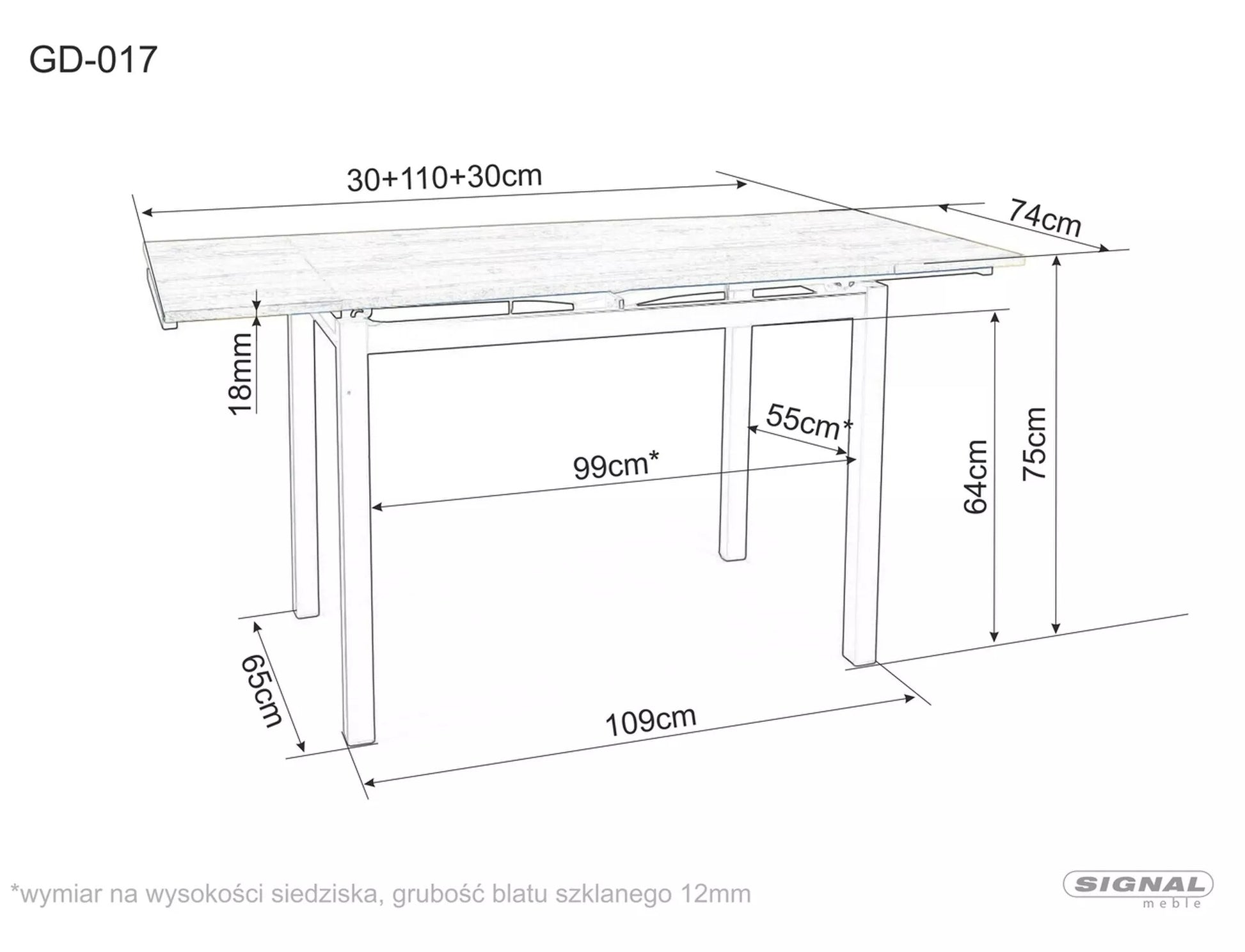 Kitchen Table West Dublin | size: Length: 110cm, Width: 170cm, Height: 75cm | color: Oak | image: 4 | variant: 1007968
