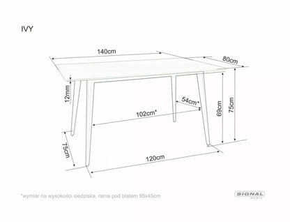 Kitchen Table West Edinburgh | size: Length: 80cm, Width: 140cm, Height: 75cm | color: Gray | image: 3 | variant: 1007970