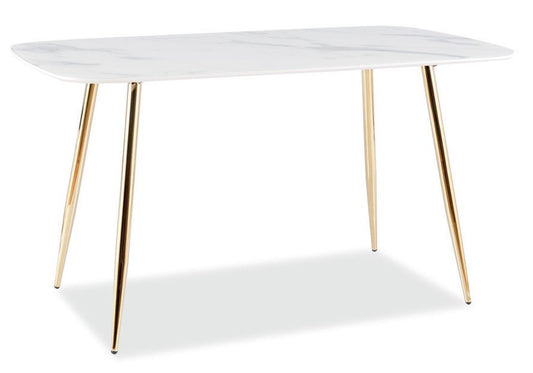 Kitchen Table West Lecce | size: Length: 80cm, Width: 140cm, Height: 75cm | color: White/Gold | image: 1 | variant: 1007815