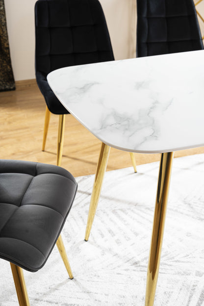 Kitchen Table West Lecce | size: Length: 80cm, Width: 140cm, Height: 75cm | color: White/Gold | image: 3 | variant: 1007815