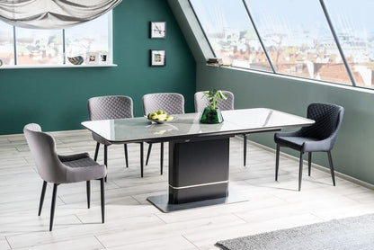Kitchen Table West Madrid | size: Length: 90cm, Width: 210cm, Height: 76cm | color: Marble/Black/Grey | image: 3 | variant: 1007676