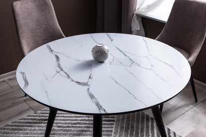 Kitchen Table West Marrakesh | size: Length: 100cm, Width: 100cm, Height: 75cm, Diameter: 100cm | color: White/Marble/Black | image: 3 | variant: 1007669