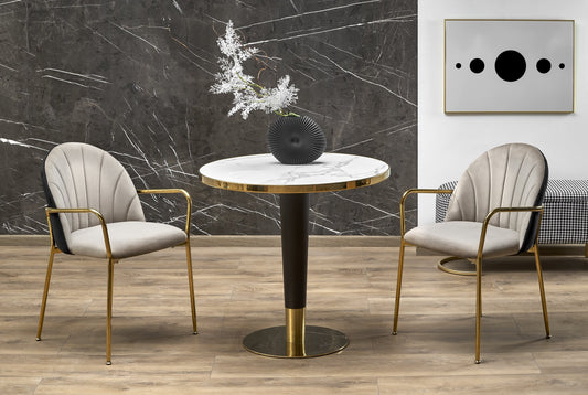 Kitchen Table West Monmouth | size: Length: 79cm, Width: 79cm, Height: 74cm, Diameter: 79cm | color: White/Marble/Black/Gold | image: 1 | variant: 1007408