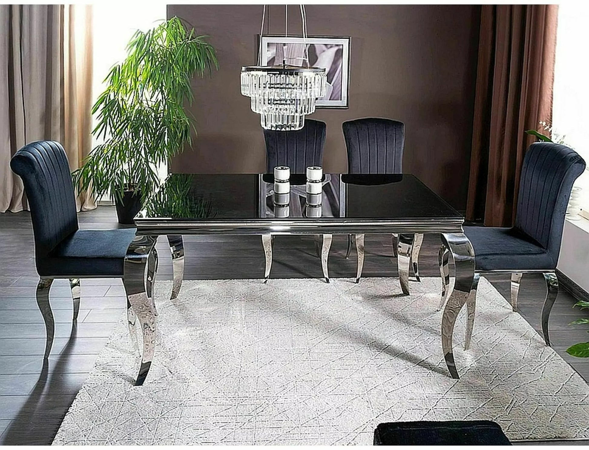 Kitchen Table West Teramo | size: Length: 90cm, Width: 150cm, Height: 75cm | color: Black | image: 1 | variant: 1007979
