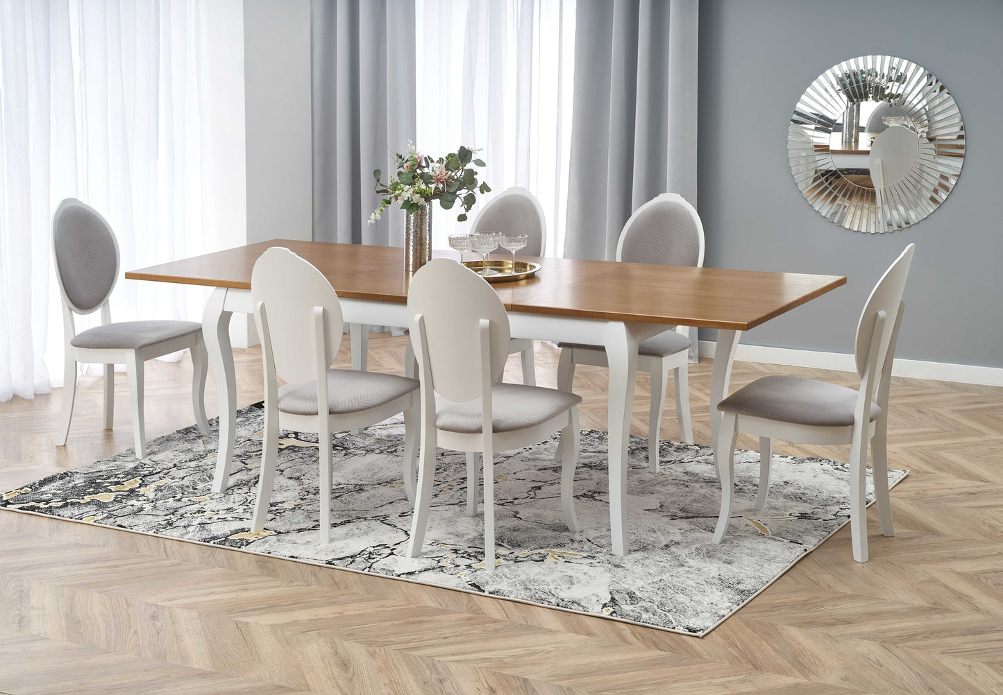 Kitchen Table Windsor | size: Length: 90cm, Width: 240cm, Height: 76cm | color: White/Oak | image: 6 | variant: 1006426