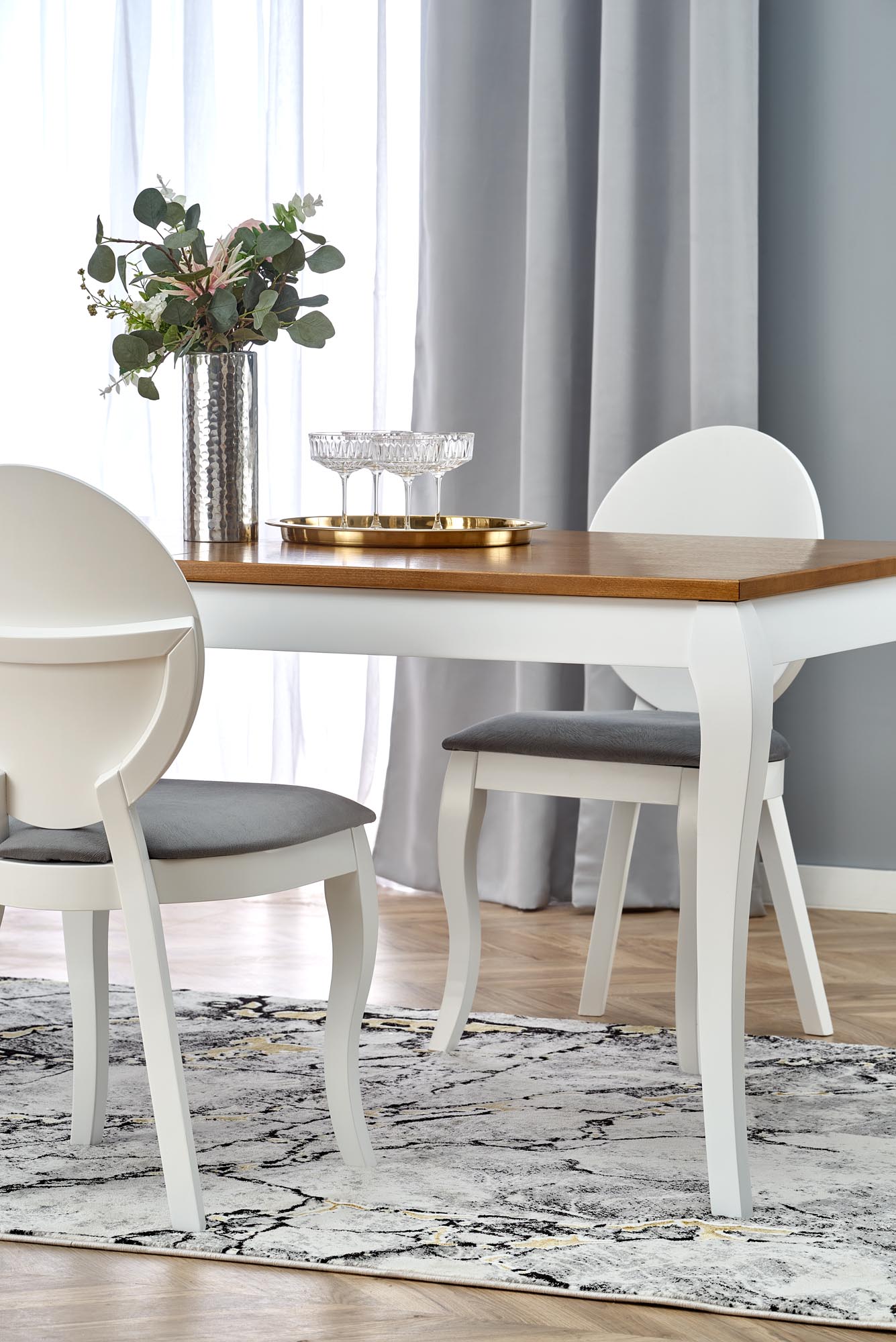 Kitchen Table Windsor | size: Length: 90cm, Width: 240cm, Height: 76cm | color: White/Oak | image: 9 | variant: 1006426