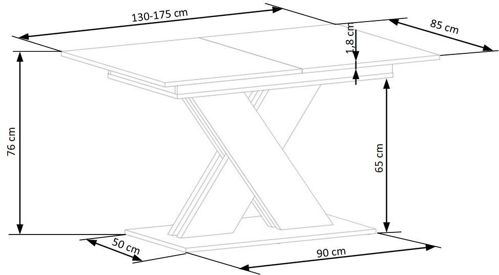 Kitchen Table Xarelto | size: Length: 85cm, Width: 175cm, Height: 76cm | color: White/Oak | image: 2 | variant: 1006428