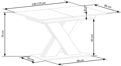 Kitchen Table Xarelto | size: Length: 85cm, Width: 175cm, Height: 76cm | color: White/Oak | image: 2 | variant: 1006428