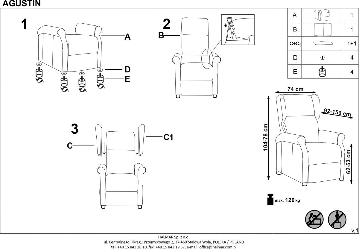 Lounge Chair Agustin 2 | size: Width: 75cm, Height: 107cm, Depth: 92cm | color: Gray | image: 8 | variant: 1004563