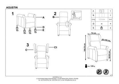 Lounge Chair Agustin | size: Width: 75cm, Height: 107cm, Depth: 92cm | color: Gray | image: 9 | variant: 1004567