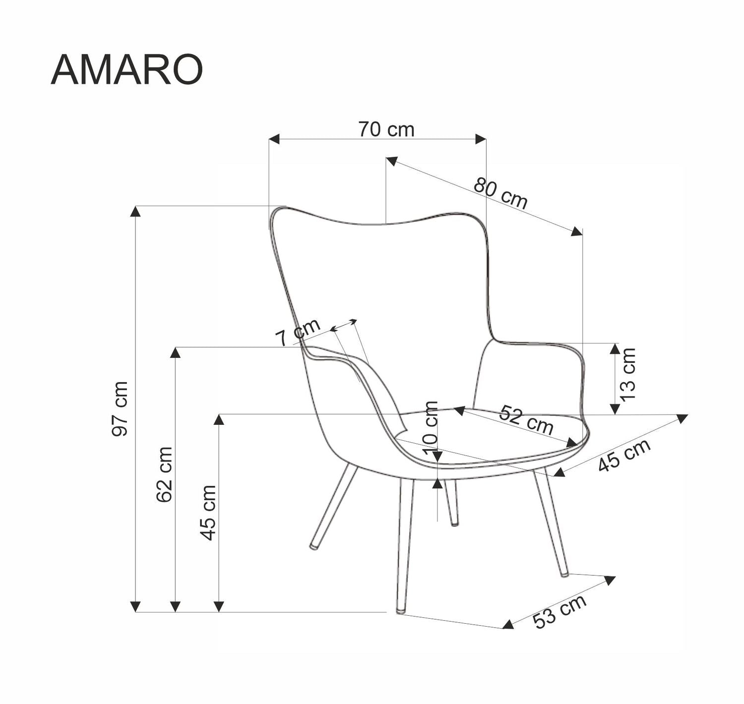 Lounge Chair Amaro | size: Width: 70cm, Height: 97cm, Depth: 80cm | color: Gray | image: 1 | variant: 1004575