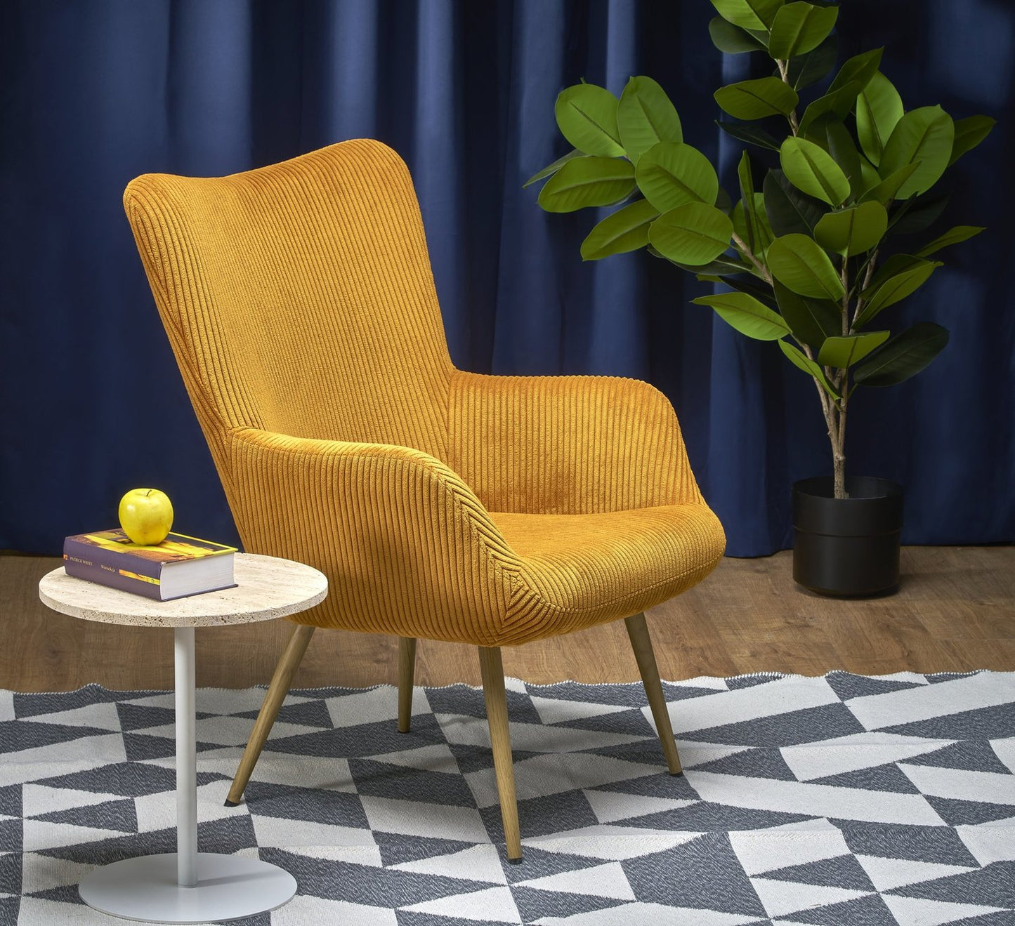 Lounge Chair Amaro | size: Width: 70cm, Height: 97cm, Depth: 80cm | color: Yellow | image: 1 | variant: 1004573