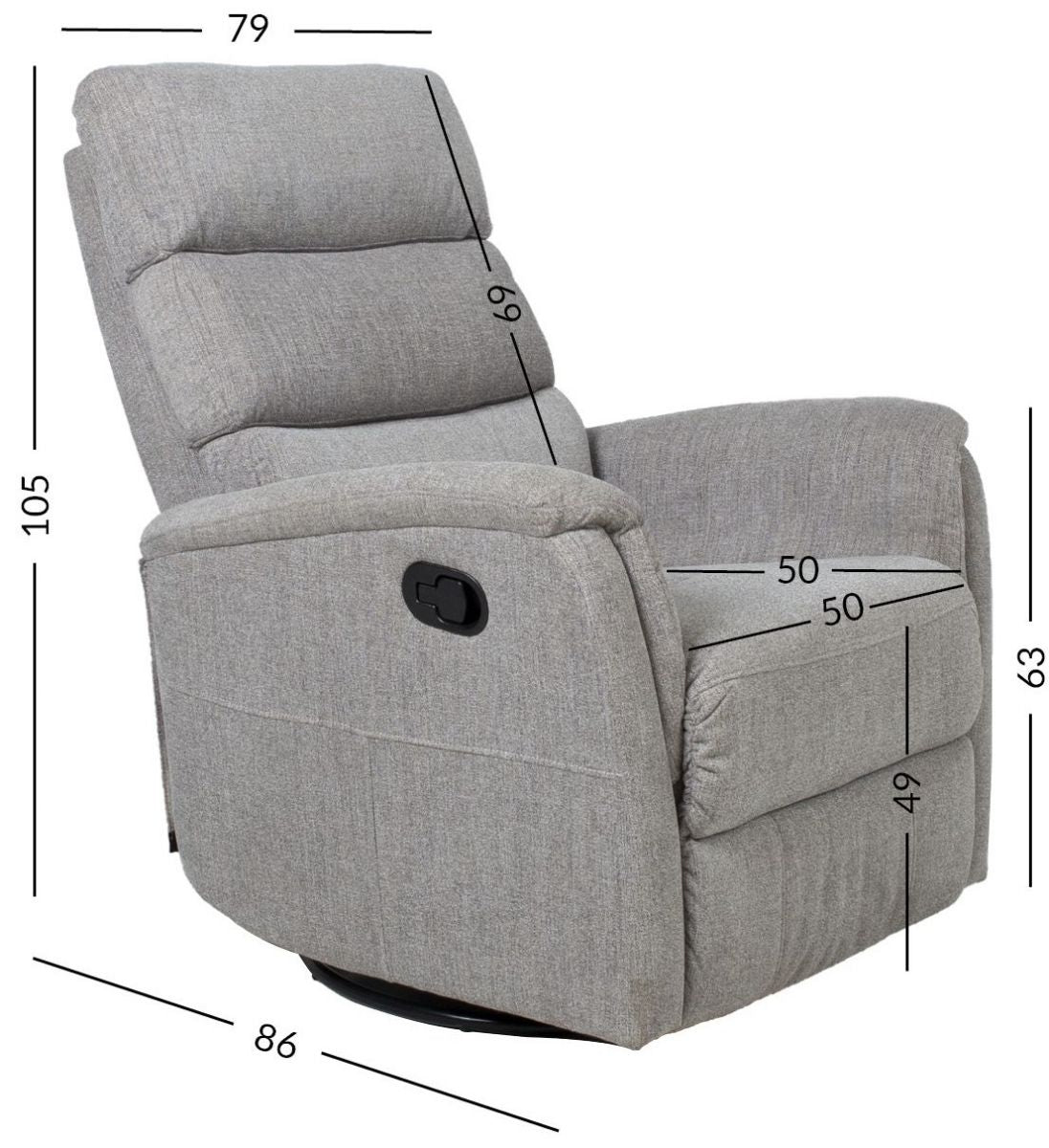Lounge Chair Ashford | size: Width: 86cm, Height: 105cm, Depth: 79cm | color: Gray | image: 9 | variant: 1000926