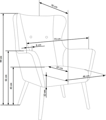 Lounge Chair Bari | size: Width: 73cm, Height: 99cm, Depth: 76cm | color: Gray | image: 9 | variant: 1002730