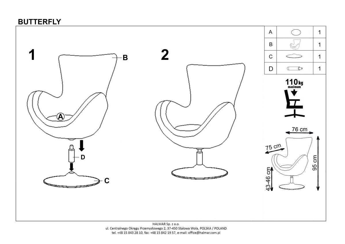 Lounge Chair Butterfly | size: Width: 76cm, Height: 95cm, Depth: 75cm | color: Gray | image: 3 | variant: 1004595